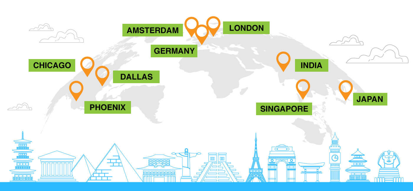 Datacentre locations of our Fully Managed Servers